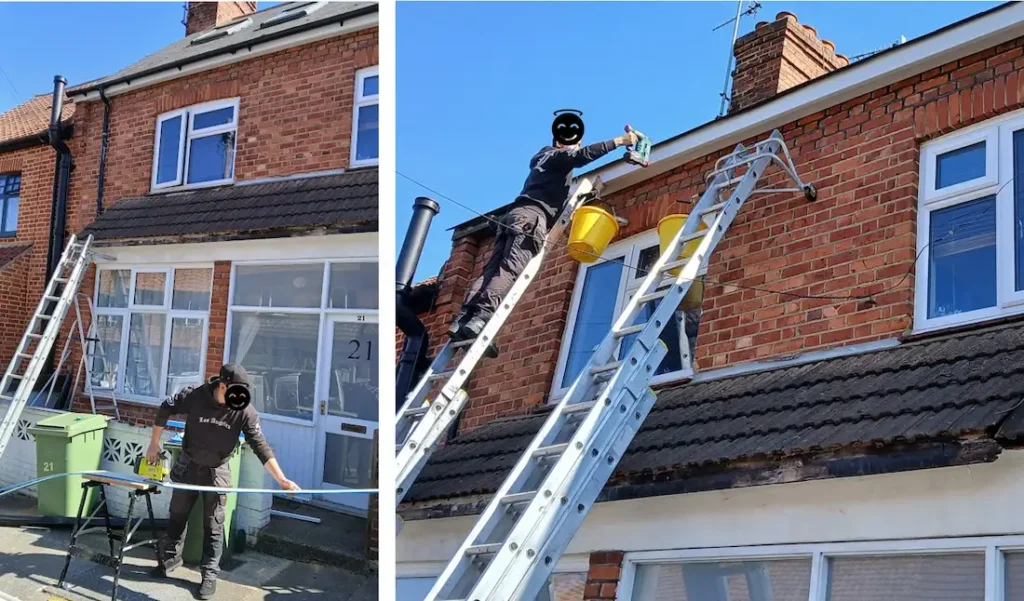 Gutters Gurus team replacing damaged fascia and soffits on a property in South London